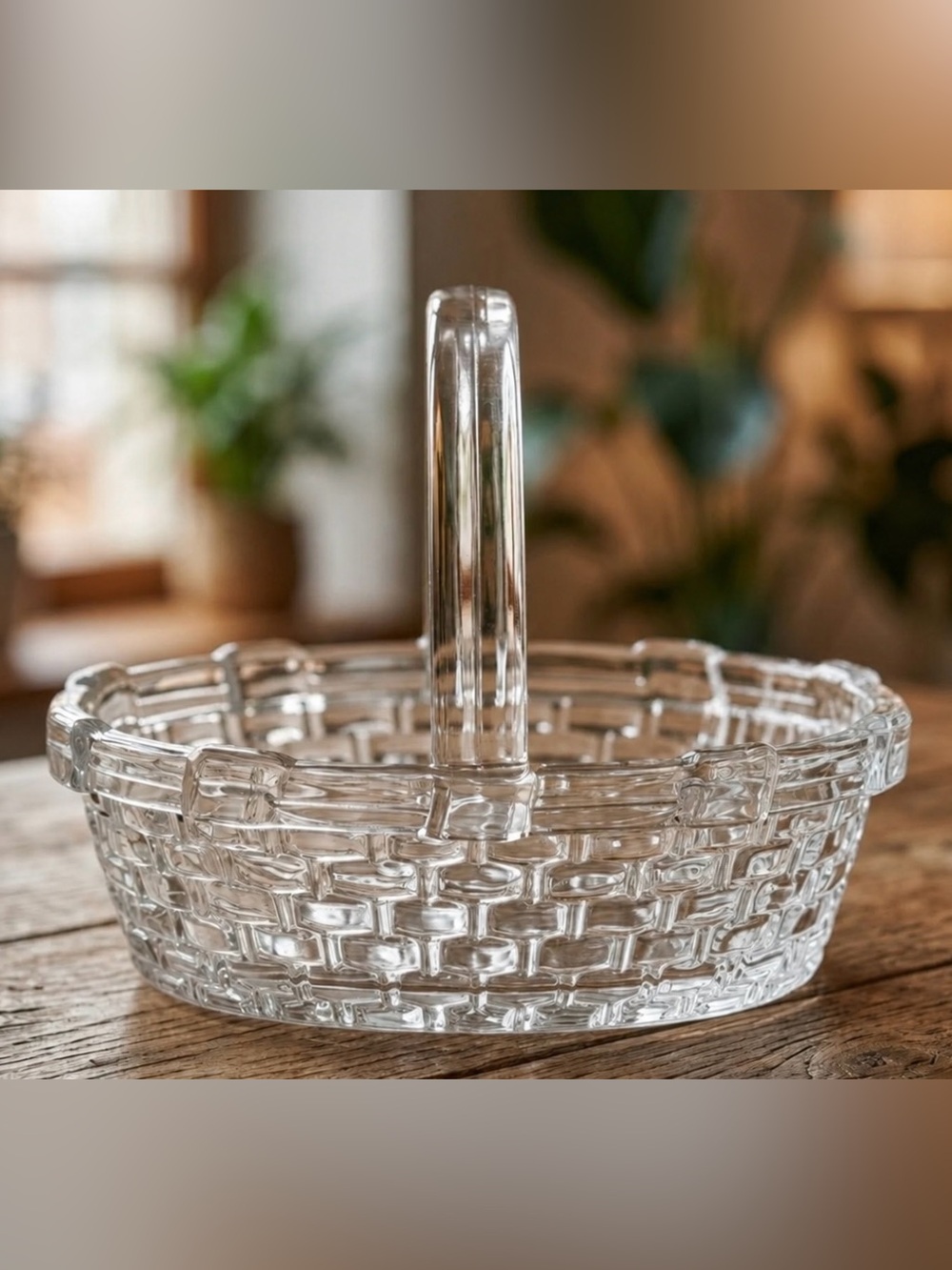 Vintage Longaberger Glass ~ Giftware Collection Woven Textured Basket